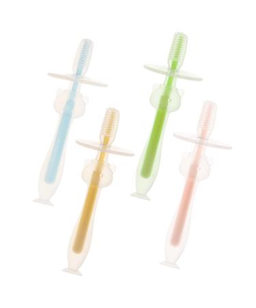 Minkissy 4 pieces baby toothbrush silicone toothbrush for babies travel toothbrush pet toothbrush baby mouth cleaner for newborn children's toothbrushes pebble gel soft fur travel tools
