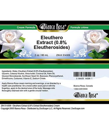 Bianca Rosa Eleuthero Extract (0.8% Eleutherosides) Cream (2 oz ZIN: 514309) - 2 Pack - Buy Online on GoSupps.com