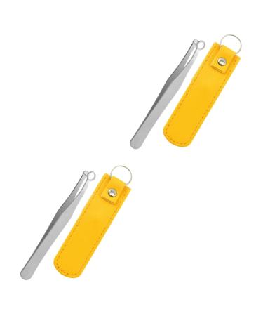 Minkissy 2 sentences round nose hair clip hair cutter nose tweezers universal tweezers for trimming nose hair precision trimmer for men rustproof steel round head remover man 9.8x1cmx2pcs yellowx2st