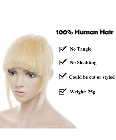 SEGO Clip in Bangs 100% Remy Human Hair - Natural Light Blonde #613 Hairpiece Extension - Buy Online on GoSupps.com