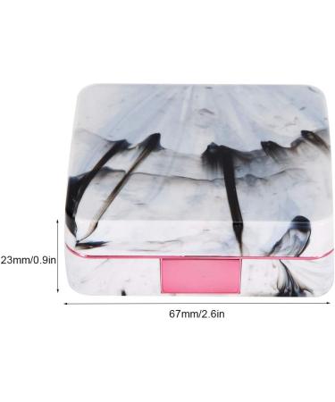 Kuuleeyn Pink Marble Contact Lens Container with Portable Mirror - Square Design for Soaking & Travel - Buy Online on GoSupps.com
