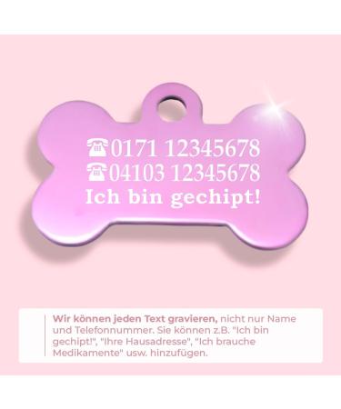 Personalized Bone-Shaped Pendants for Dogs & Cats | Ibera Gifts - Custom Engraved Collars & Neck Bands (Pink) - Buy Online on GoSupps.com