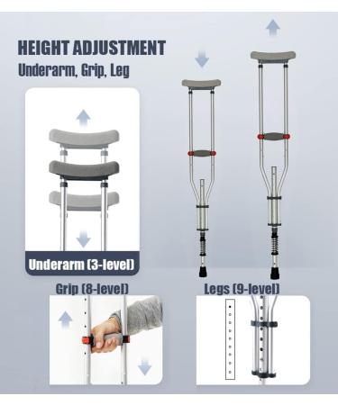Forearm Crutches with Spring Shock Absorber Canes Aluminum Folding Underarm Crutches Adjustable for Men Women Or Teens Independence - Buy Online on GoSupps.com