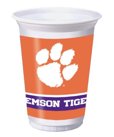 8-Count 20-Ounce Printed Plastic Cups, Clemson Tigers Oval Platter 10" x 12"