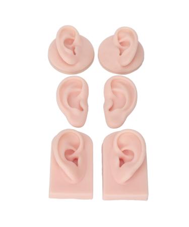 3 pairs of silicone ear models soft silicone human-ear model flexible simulation of the human ear model for the presentation of piercing exercise jewelry (color 1)