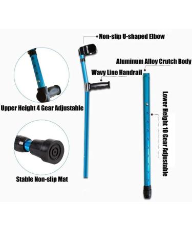 Forearm Crutches Adjustable Folding Cane Height Adjustable Forearm Crutches Lightweight Aluminum Elbow Support with Shock Absorbing Splightw - Buy Online on GoSupps.com