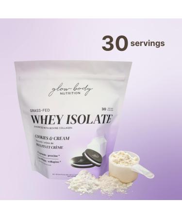 Glow Body Glow Protein - Cookies & Cream | 2lbs - 30 servings | 25g Protein 5g Collagen | Grass-Fed Whey Isolate Whey Protein Powder Collagen Powder Collagen Protein Protein Powder for Women Collagen Supplement Protein Powder| Sucralose-Free Gluten-Free S - Buy Online on GoSupps.com