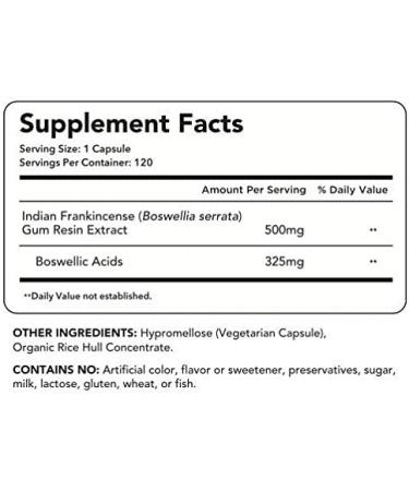 Amandean Boswellia Serrata Extract 500mg - 120 Veggie Capsules | Premium 65% Boswellic Acids with AKBA | Natural Ayurvedic Supplement for Inflammation & Joint Pain - Buy Online on GoSupps.com