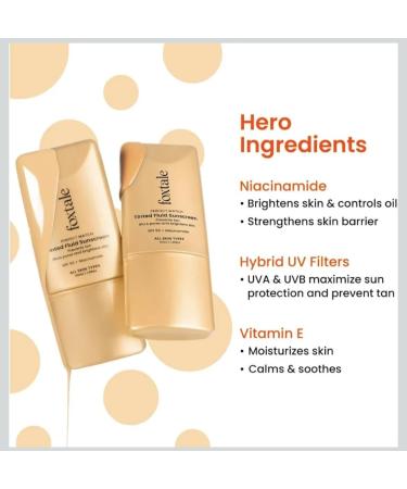 Fox..tale Perfect Match Tinted Fluid Sunscreen SPF 50 PA++++ Clay Shade with Niacinamide and Vitamin E UVA/UVB Protection Blurs Pores Evens Tone Non-Oily Glow All Skin Types 1.69 oz - Buy Online on GoSupps.com