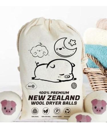 Wool Dryer Balls - Natural Fabric Softener Reusable Reduces Clothing Wrinkles and Saves Drying Time. The Large Dryer Ball is a Better Alternative to Plastic Balls and Liquid Softener. (Pack of 6)