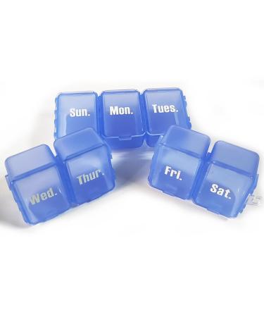 Pill Boxes 7 Day 1 Times a Day with 7 Compartments (Detachable/Combined) Travel Pill Box Organiser Pill Holder for Vitamins and Medication Blue