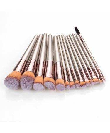 Buy 14 Champagne Gold Makeup Brush Set - Eyebrow & Loose Powder Brushes | Premium Beauty Tools - Buy Online on GoSupps.com