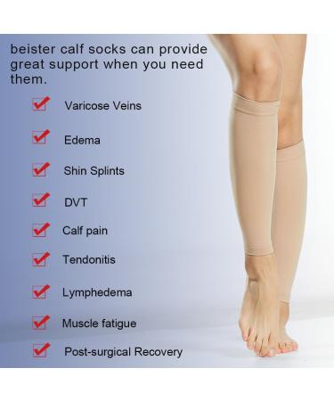 Beister Calves Medical Compression Stockings for Varicose Veins 20-30 mmHg Gradient Compression Socks for Men & Women Thrombosis Protection in Beige 3XL - Buy Online on GoSupps.com