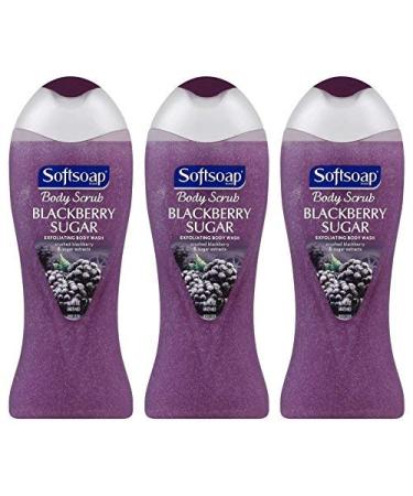 Softsoap Body Scrub - Exfoliating Body Wash - Blackberry Sugar - Net Wt. 15 FL OZ (443 mL) Per Bottle - Pack of 3 Bottles