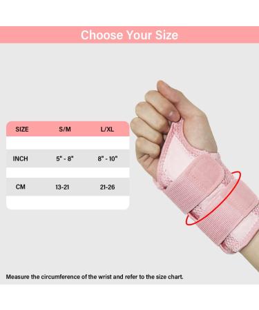 HYCOPROT Wrist Brace Night Support Splint for Wrist Pain Relief - Carpal Tunnel, Arthritis, Tendonitis - Adjustable Straps - Pink, S/M (Right Hand) - Pack of 1 - Buy Online on GoSupps.com