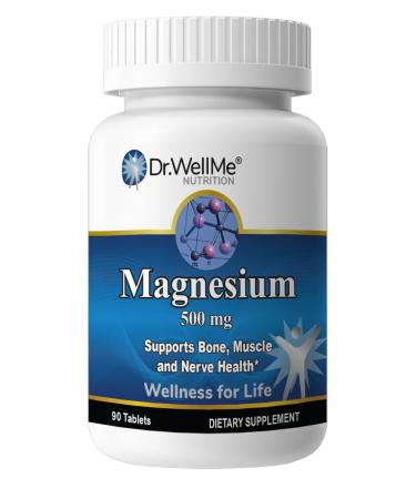 Dr.WellMe Magnesium Oxide 500mg Tablets 90 Tablets Maintain Heart Muscle & Bone Health Promotes Energy Metabolism High Potency Gluten-Free Dietary Supplement for Adults