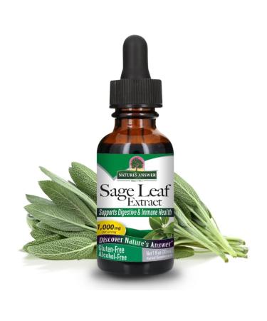 Natural's Aswer Sage Leaf Extract 1000mg Gluten Free Alcohol Free 30ml