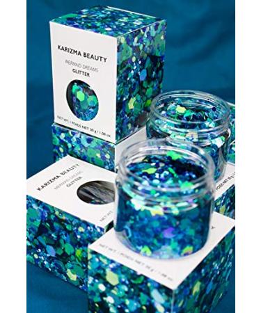 KARIZMA BEAUTY Mermaid Chunky Glitter 30g Jar - Festival Cosmetic Glitter for Face, Body, Hair & Nails - Buy Online on GoSupps.com