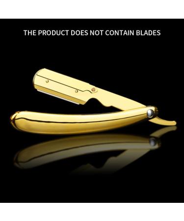 Manual Razor with Folding Handle - Barber Shaving Tool & Hair Clipper - Golden Finish (No Shaving Disc) - Buy Online on GoSupps.com