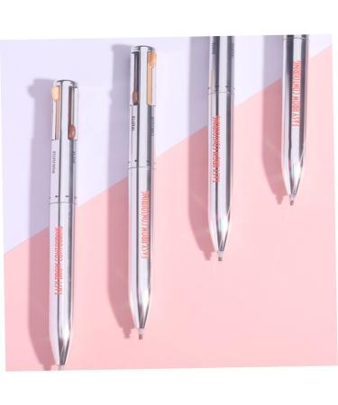 Eyebrow Contour Pen 4 in 1 Makeup Pen Multifunctional Long Lasting Rotate Defining Highlighting Eye Brow Pencil Black Brown 3# Black Brown - Buy Online on GoSupps.com