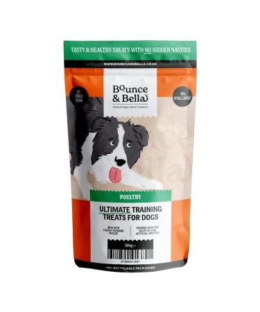 Bounce and Bella Grain Free Dog Training Treats - 800 Tasty & Healthy Treat Pack - 80% Fresh Poultry Meat 20% Potato & Sweet Potato - Hypoallergenic Treats for Dogs with Sensitive Stomachs (1 pack) Poultry 500 g (Pack of 1)