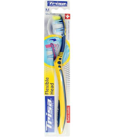 Trisa Flexible Head Manual Toothbrush - Optimal Dental Care Medium Multi-Color (Blue/Green/Pink/Yellow) - 1 Piece - Buy Online on GoSupps.com