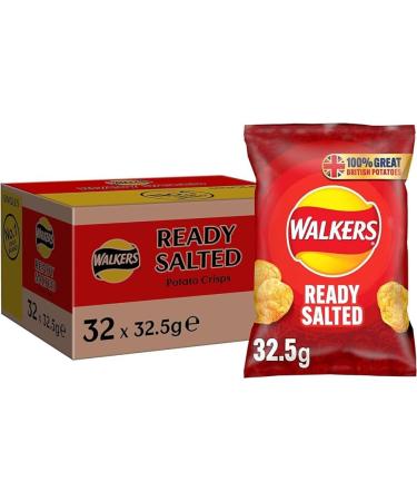Walkers Crisps Classic Original Ready Salted 32 x 32.5g (64 Bags x 32.5g)