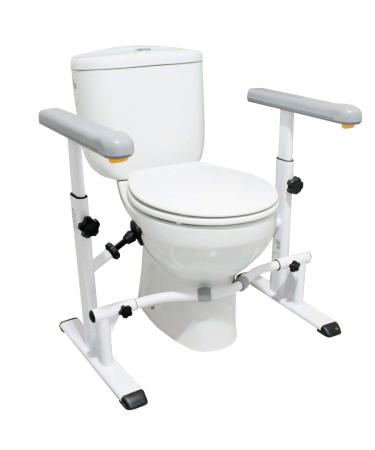 KMINA - Toilet Safety Rails for Elderly (330 lbs), Toilet Safety Frame Adjustable Height Width, Heavy Duty Toilet Handles, Handicap Toilet Seat, Stand Alone Toilet Rails Elderly, Easy Installation