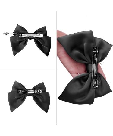 Svitzoot Set of 2 Hair Clips with French Bow + 6 Pieces Duck Bill Bow Hair Clip French Hair Clips for Girls Elegant Satin Hair Band Hair Bow with Thin Bands - Buy Online on GoSupps.com