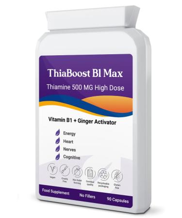 Thiamine 500 mg Mega Dose ThiaSoothe High-Potency Vitamin B1 and Ginger Supplement for Full-Spectrum Wellness (hcl not Cheap ntirate) (90)