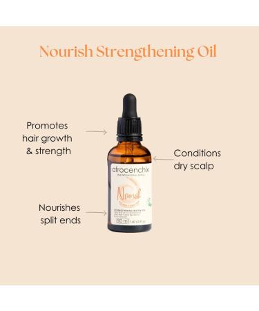 Afrocenchix Nourish - Hair Oil for Afro and Curly Hair- Blended With Jojoba and Castor Oil for hair growth Moisture locking Hair Oils 60ml - Buy Online on GoSupps.com