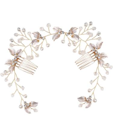 PHENOFICE Pearl Floral Hair Accessories Bride Hair Comb Clip Bridesmaid Headwear Hair Vine Crystal Bridal Headpieces Crystal Bridal Headpieces Pearl Hair Accessories for Women and Girls - Buy Online on GoSupps.com