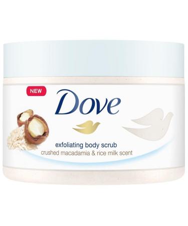 Dove Exfoliating Body Scrub Crushed Macadamia & Rice Milk Scent 225ml (Pack of 2)