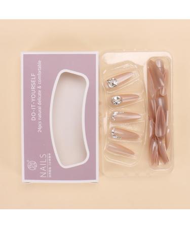 24Pcs/Set Press On Nails French high-end wearable nail patches oversized rhinestones handmade nail art patches long fake nails full set Nails Fake Nail with glue for Nails Art for Women and Girls - Buy Online on GoSupps.com