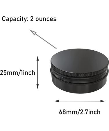 2oz Aluminum Tin Cans - Ideal for Candles, Lip Balm, Spices, Eye Shadows & Creams - Black (12 Pack) - Buy Online on GoSupps.com