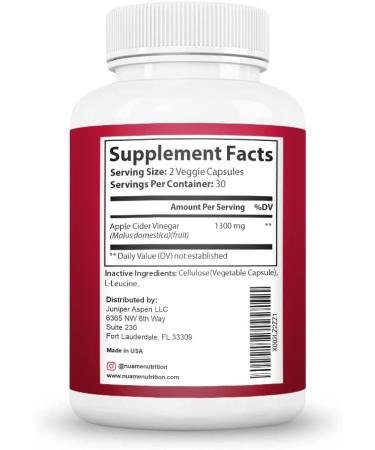 Apple Cider Vinegar Supplement Capsules - 1300mg Extra Strength for Weight Loss & Detox - All Natural Vegan Diet Metabolism Booster - Buy Online on GoSupps.com