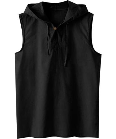 Rosennie Men's V-Neck Stringer Tank Top - Black Sleeveless Hoodie for Gym & Bodybuilding (XXL) - Buy Online on GoSupps.com