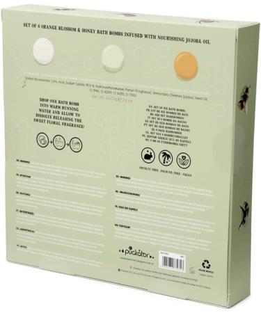 Puckator Vegan Set of 6 The Nectar Meadows Bee Luxury Orange Blossom & Honey Mini Bath Bombs with Jojoba Oil - Buy Online on GoSupps.com
