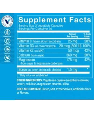 Plant-Based Algae Calcium Bone Formula with Magnesium, D3, K2 - 90 Veggie Capsules - Buy Online on GoSupps.com