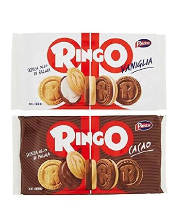 Pavesi Pavesi Ringo Cookies 330g with Vanilla 6 Cookie Bars + Pavesi Ringo Cocoa 6 Snacks 330g