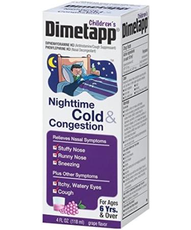 Children's Dimetapp Nighttime Cold & Congestion Relief - Grape Flavor - 4oz - Buy Online on GoSupps.com