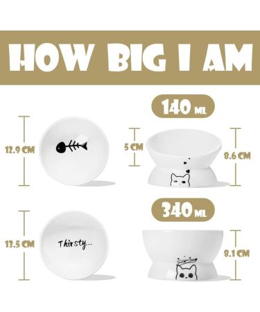 Sweejar Home Raised Cat Bowls Set Tilted Food Bowl and Deep Water Bowl Stress Free Elevated Cat Food Bowls Protect Cat's Spine Ceramic Pet Bowl Collection for Cats and Small Dogs Set of 2 (White) White Two packs - Buy Online on GoSupps.com