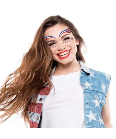 American Flag Patriotic Facial Tattoo Stickers - 10 Piece Set for Independence Day & Labor Day Celebrations - Buy Online on GoSupps.com