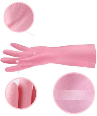 ESASAM Cleaning Gloves Rubber gloves glove kitchen pink (29 cm) dishwashing pot household velvet non-slip protective hand - Buy Online on GoSupps.com