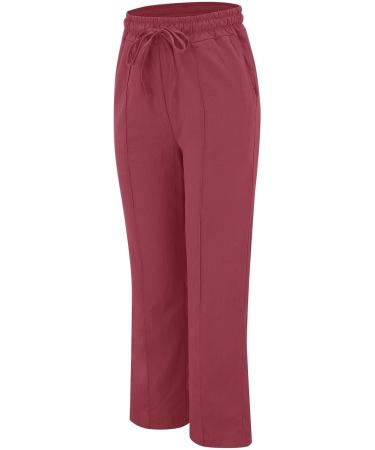 Shop Iooppek Women's Red Linen Trousers - Comfortable Elastic Waist & Cord Strain - Sizes Up to 3XL - Buy Online on GoSupps.com