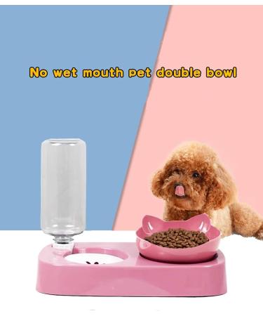 Cute Tilted Raised Food & Water Bowl Set for Indoor Cats | Detachable Elevated Stand | Pink - Buy Online on GoSupps.com