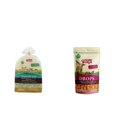 Living World Timothy Hay for Rabbits Guinea Pigs and Small Animals 3 Lb + Drops Rabbit Treat (Carrot) 2.6 Oz Timothy Hay + Rabbit Treat