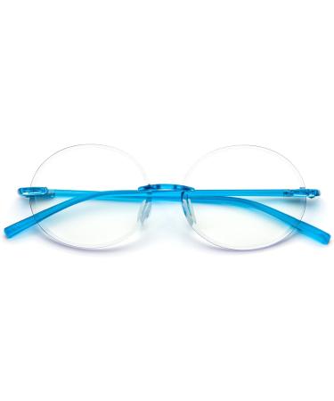 KoKoBin Ultralight Rimless Round Reading Glasses for Men & Women | Fashion Computer Glasses (Blue 2.5 Diopters) - Lightweight Stylish Eyewear - Buy Online on GoSupps.com