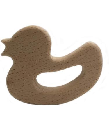 Wendysun 5pcs Cartoon Wood Teether Set - Natural Animal Mandarin Duck Shape Baby Teething Beech Teether DIY Pendant Toy - Buy Online on GoSupps.com