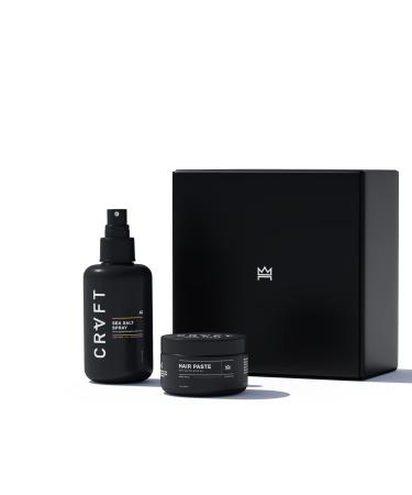 CRVFT Hair Paste 2oz + Sea Salt Spray 6oz Men's Bundle - Medium + Light Hold  Semi-Matte + Natural Finish - Volume + Texture + Prestyler - Stylist Approved  Boss Scented Hair Paste & Sea Salt